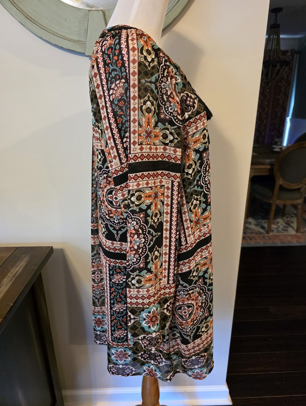 Xhilaration Size Large Boho Embroidered long sleeve lined fall dress hippie styl - Picture 6 of 11